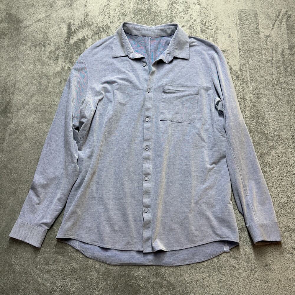 Lululemon Men's XL Commission Shirt Long Sleeve Light Blue Button Up Stretch